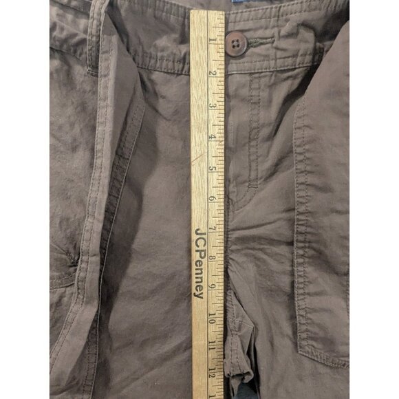 Izod Pants Womens Size 10 Brown Capri Wide Leg Slash Pockets 100% Cotton Boho - Picture 7 of 14